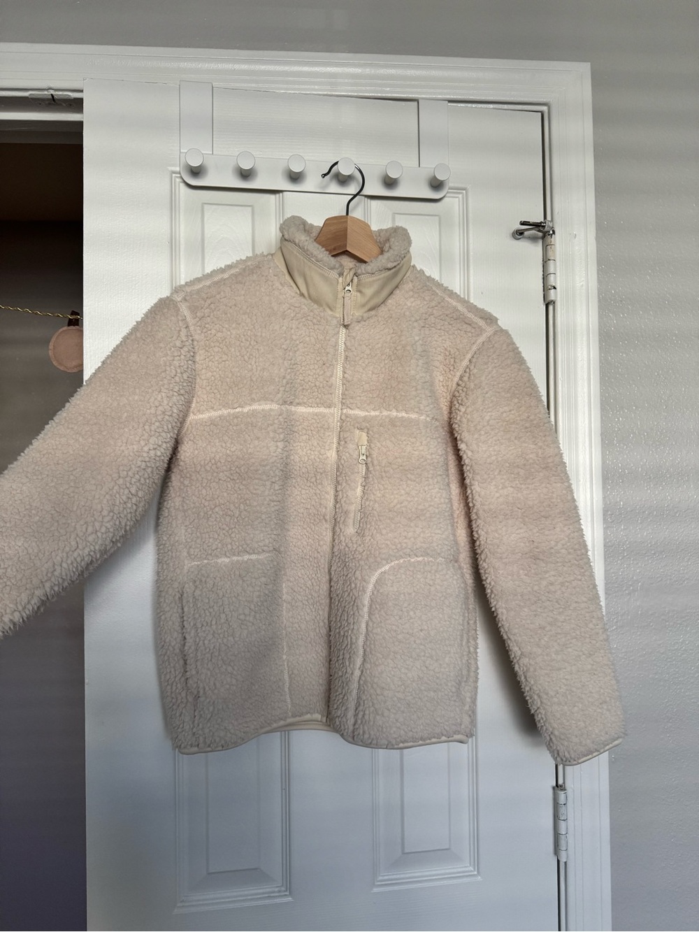 Uniqlo Cream Teddy Sherpa Zip Jacket